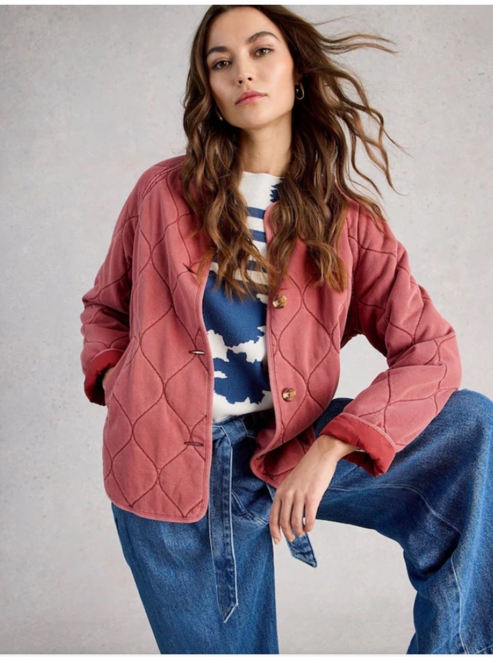 White Stuff pink quilted jacket